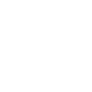 A white business logo featuring the outline of a roof with a chimney, three trees and hills